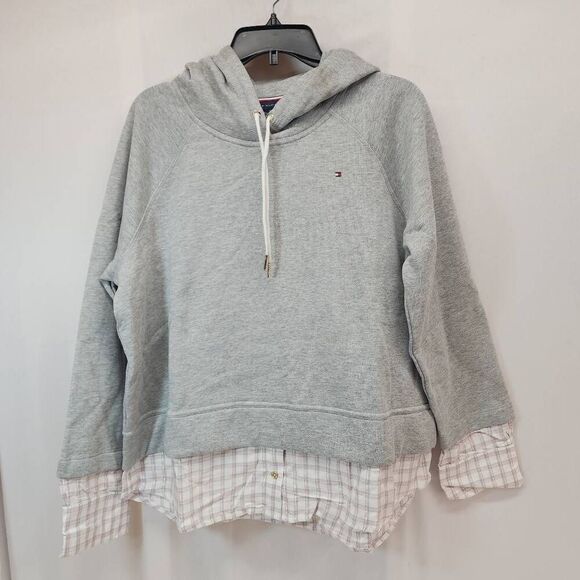 Tommy Hilfiger Size XL Grey Pullover Logo Sweatshirt Hoodie NWT - Picture 1 of 7